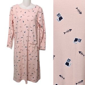 CONLIA Cat Fish Bones Cotton Midi Dress M